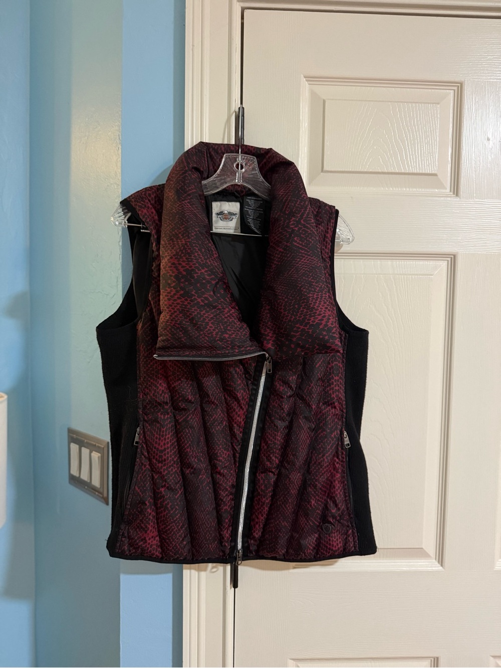 Harley-Davidson Burgundy Snake-Print Quilted Vest